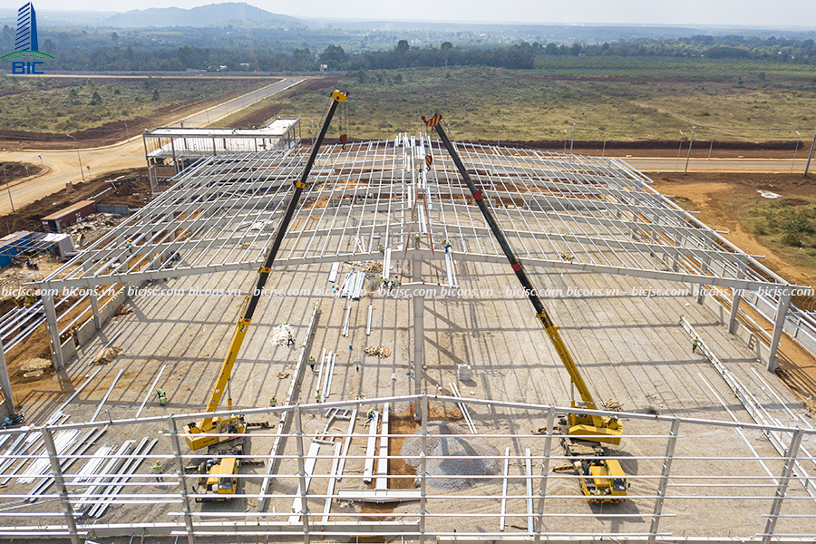 Construction and Installation of Steel Structure Factory Project Viet My Dong Nai