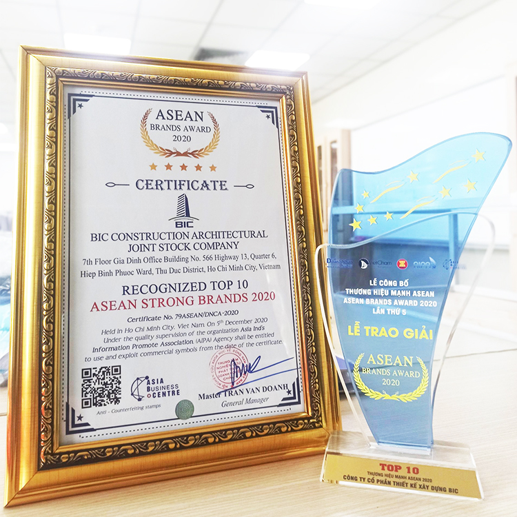 CÔNG TY CP THIẾT KẾ XÂY DỰNG BIC NHẬN GIẢI TOP 10 ASEAN